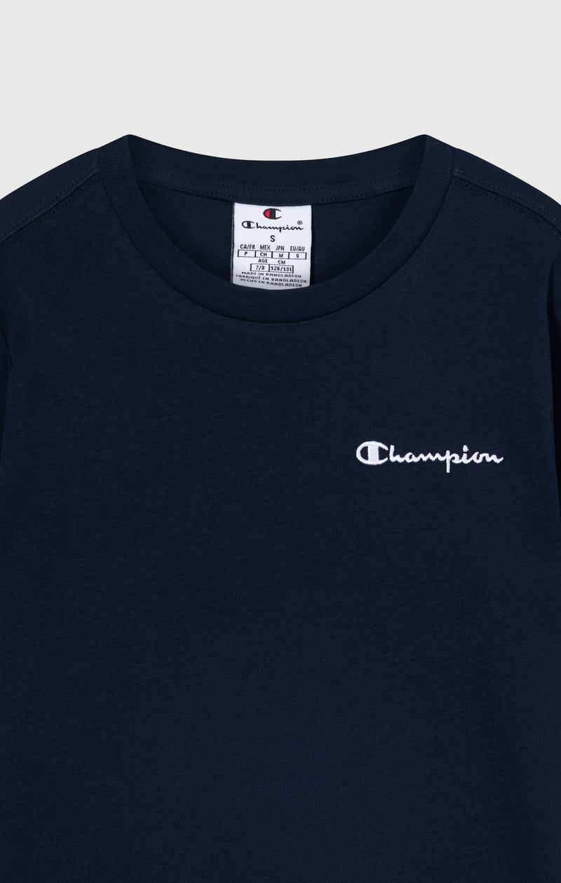 T-shirt Girocollo Bambino Con Piccolo Logo Script Ricamato Icons