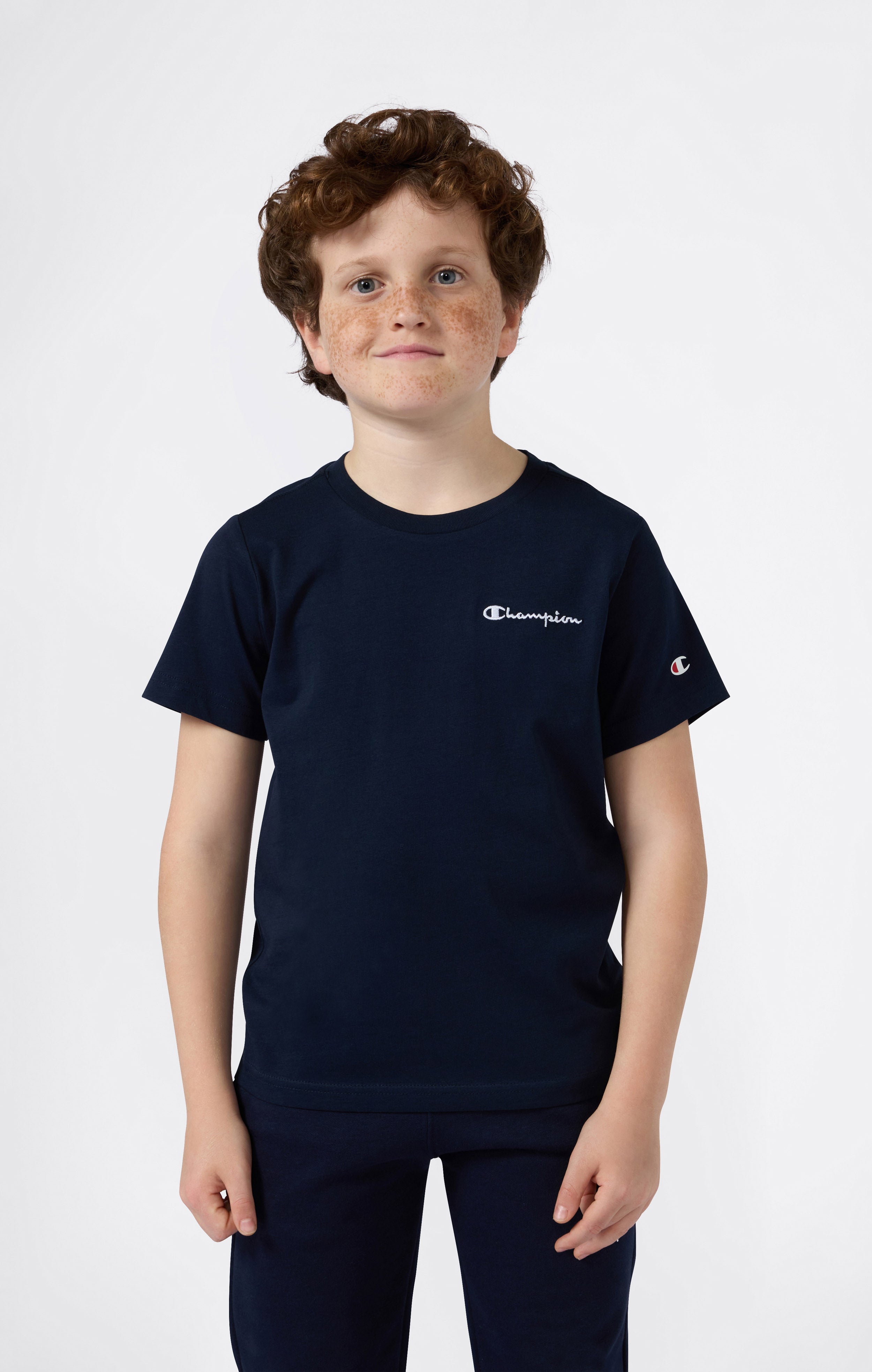 T-shirt Girocollo Bambino Con Piccolo Logo Script Ricamato Icons