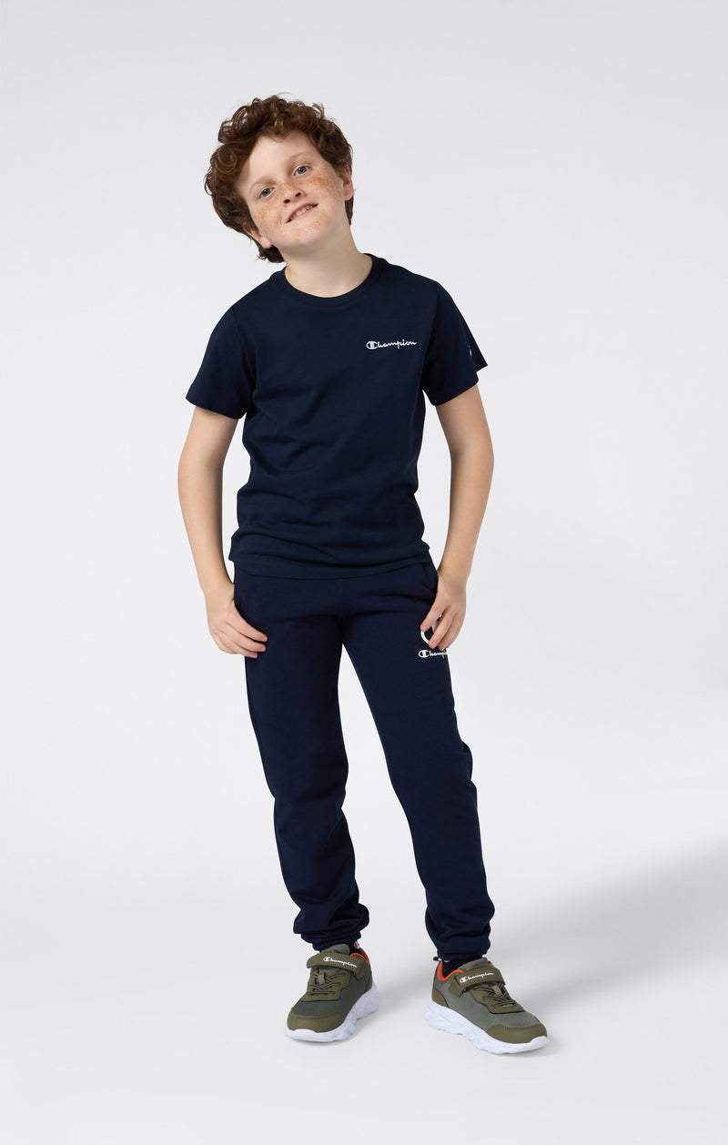 T-shirt Girocollo Bambino Con Piccolo Logo Script Ricamato Icons