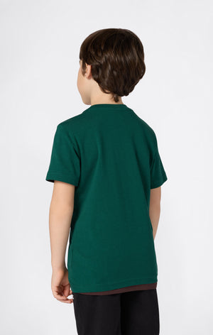 T-shirt Girocollo Bambino Con Piccolo Logo Script Ricamato Icons