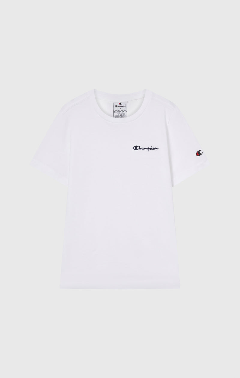 T-shirt Girocollo Bambino Con Piccolo Logo Script Ricamato Icons