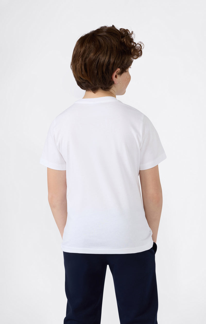 T-shirt Girocollo Bambino Con Piccolo Logo Script Ricamato Icons