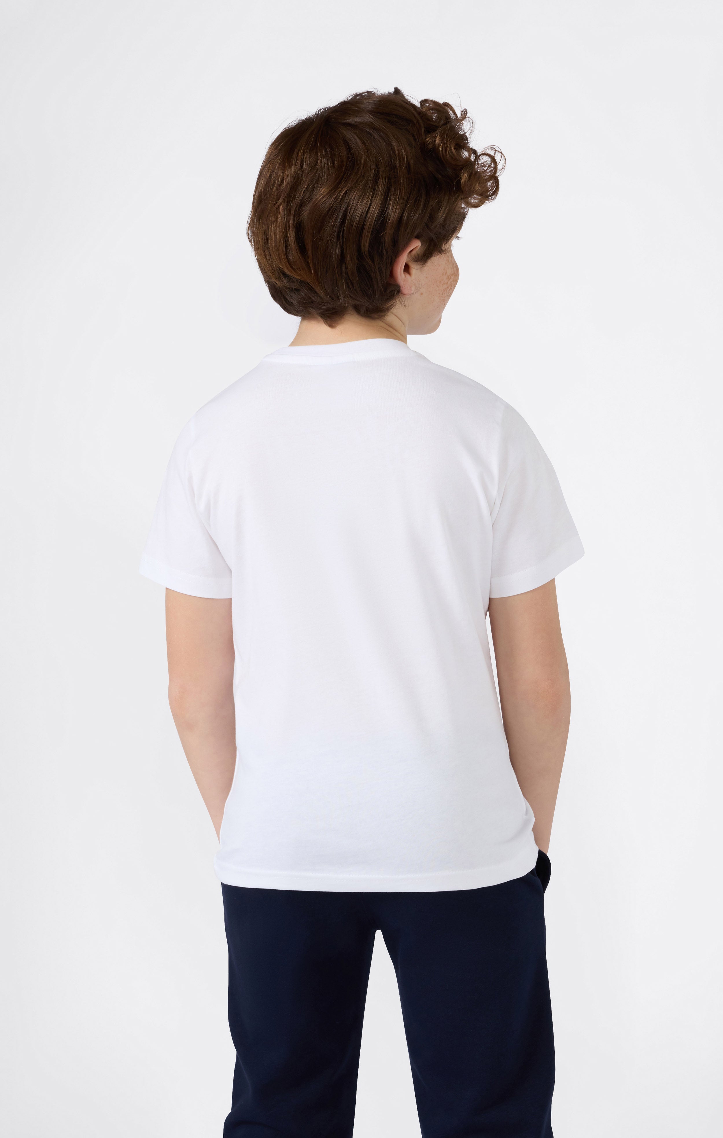 T-shirt Girocollo Bambino Con Piccolo Logo Script Ricamato Icons