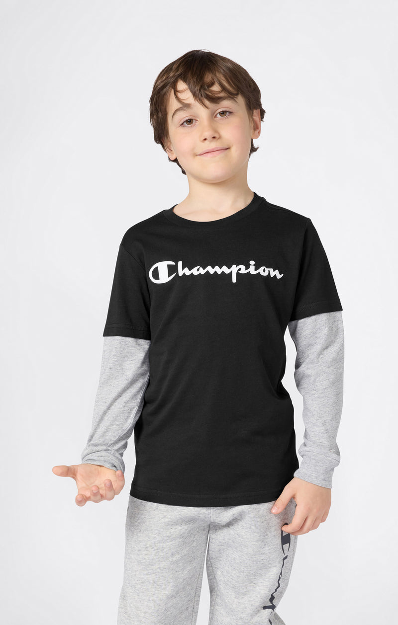 Boys' Long Sleeve T-Shirt Script Logo