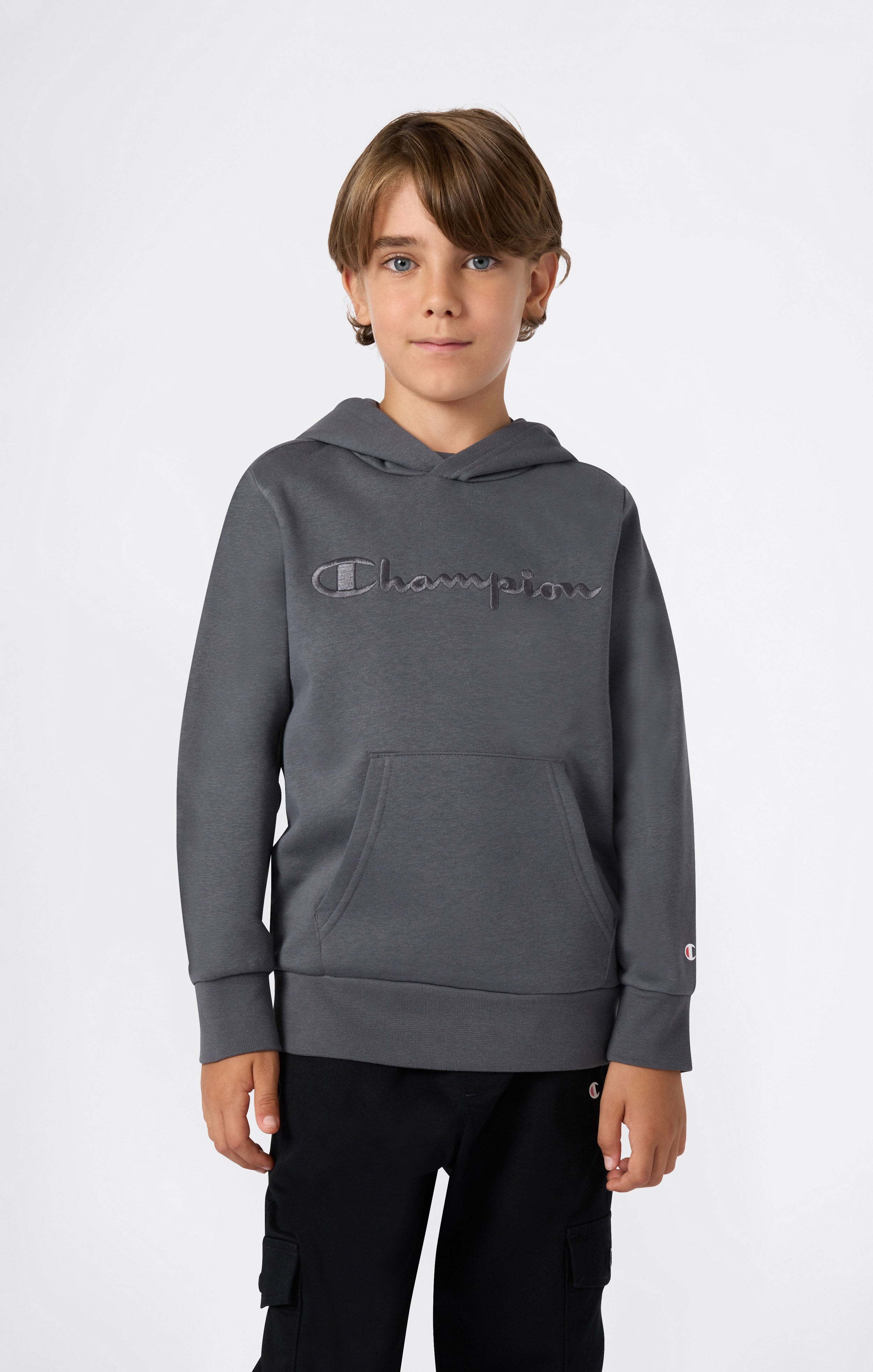 Boys’ Fleece Hoodie with Big Embroidered Logo Icons