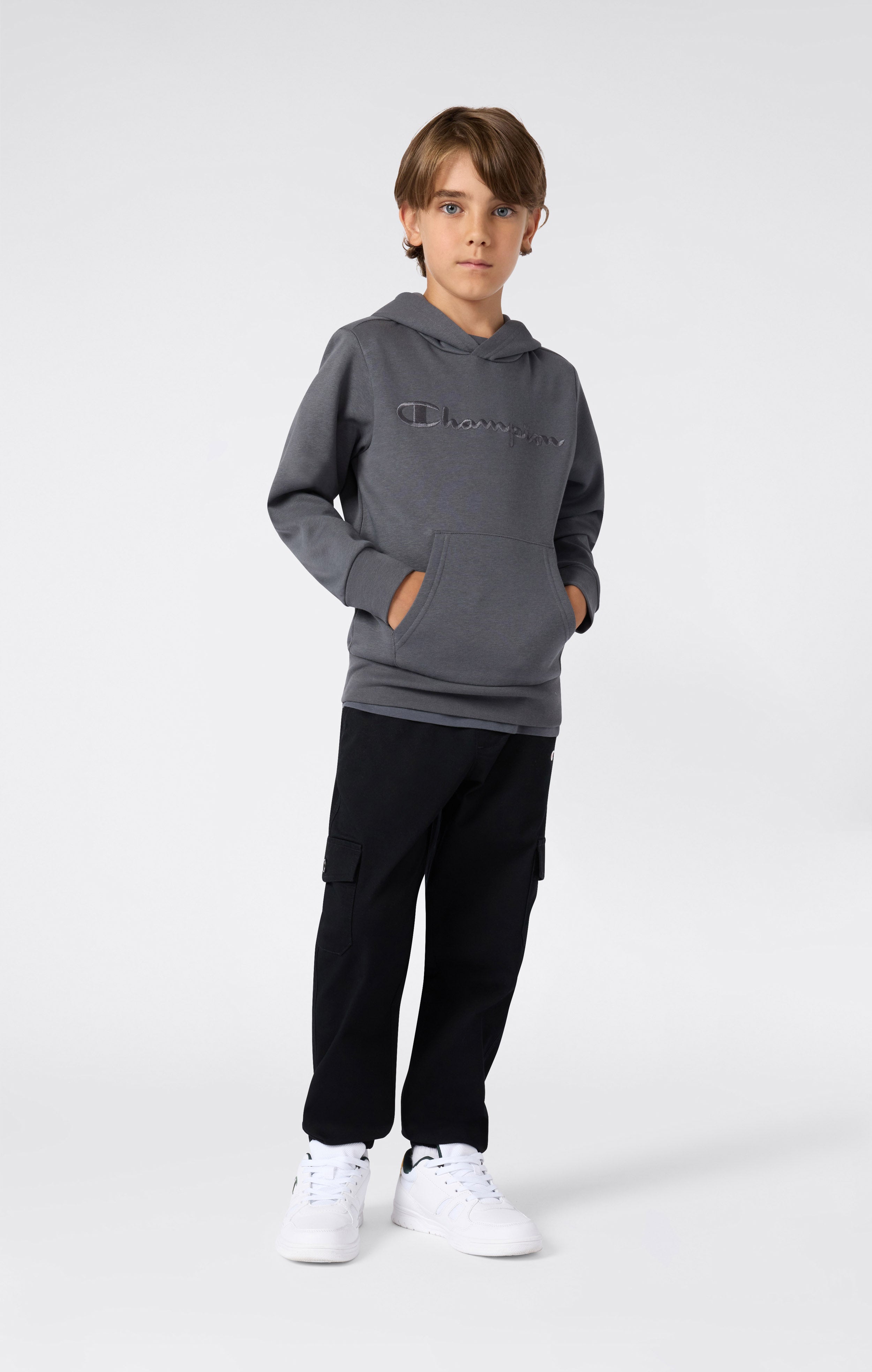 Boys’ Fleece Hoodie with Big Embroidered Logo Icons