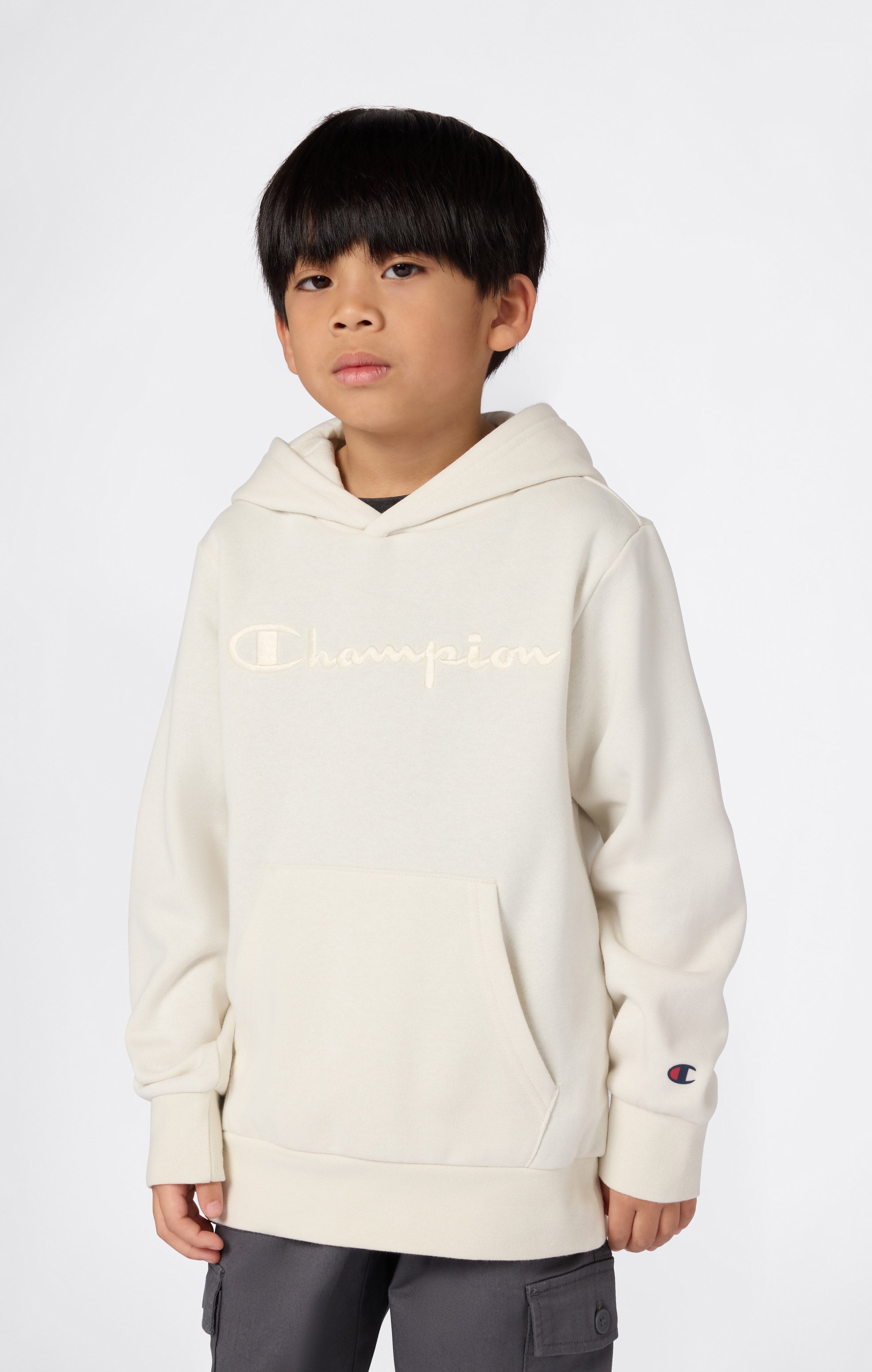 Boys’ Fleece Hoodie with Big Embroidered Logo Icons