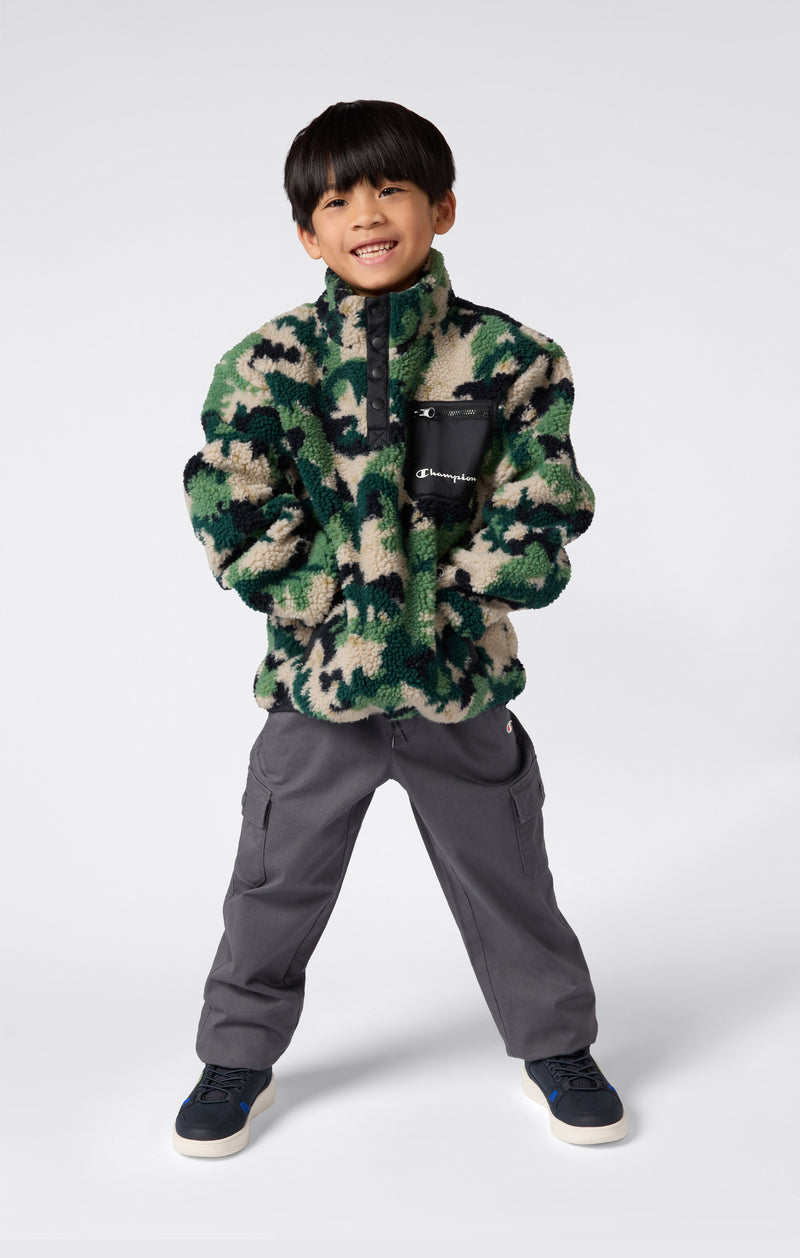 Top Polar Teddy Mezza Zip con Stampa da Bambino