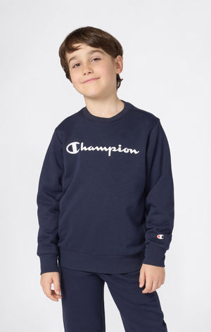 Felpa Girocollo Con Interno Felpato Da Bambino Con Logo Script