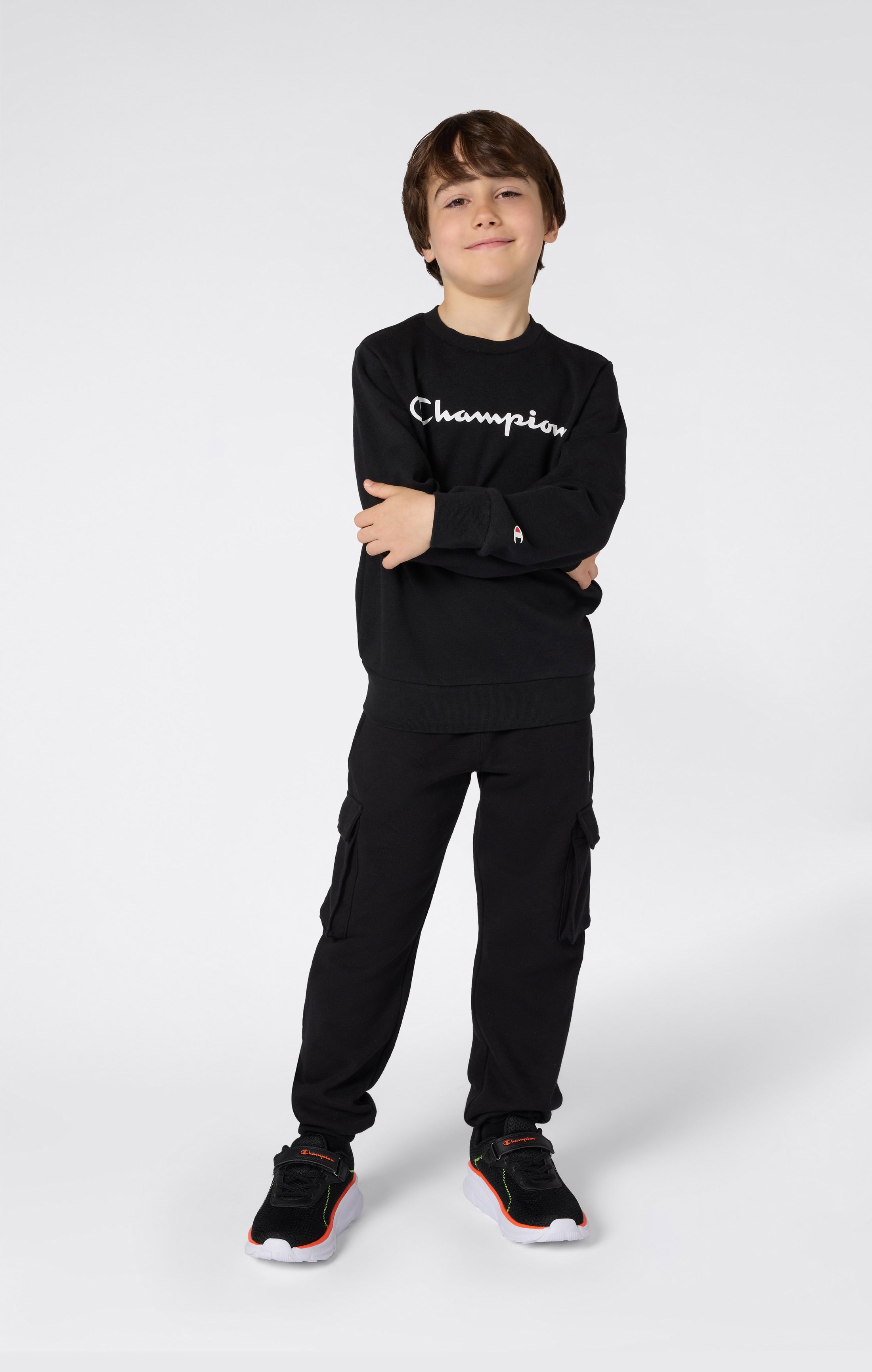 Rundhals-Sweatshirt Für Jungen Mit Angerautem Innenmaterial Mit Script-Logo