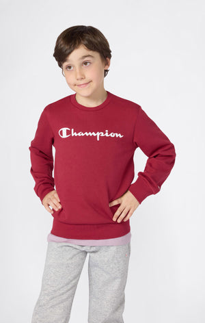 Rundhals-Sweatshirt Für Jungen Mit Angerautem Innenmaterial Mit Script-Logo