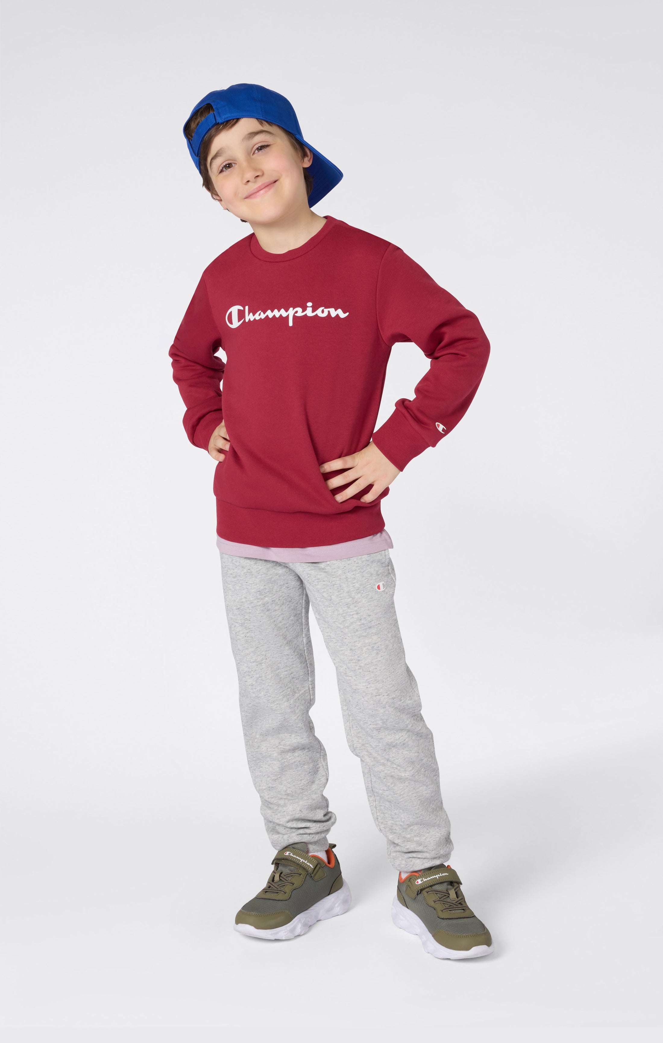Rundhals-Sweatshirt Für Jungen Mit Angerautem Innenmaterial Mit Script-Logo