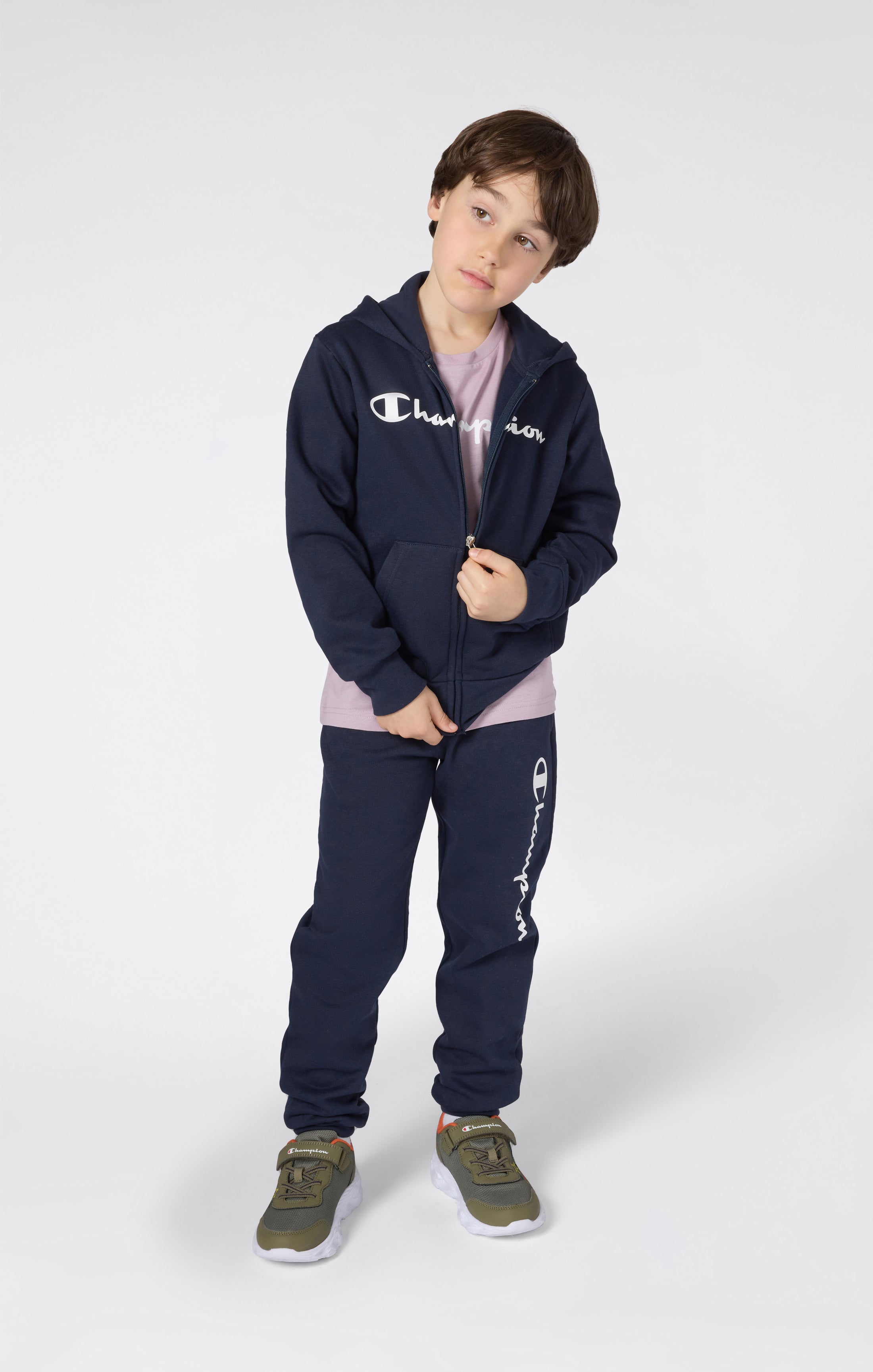 Boys' Fleece Full Zip Hoodie Script Logo