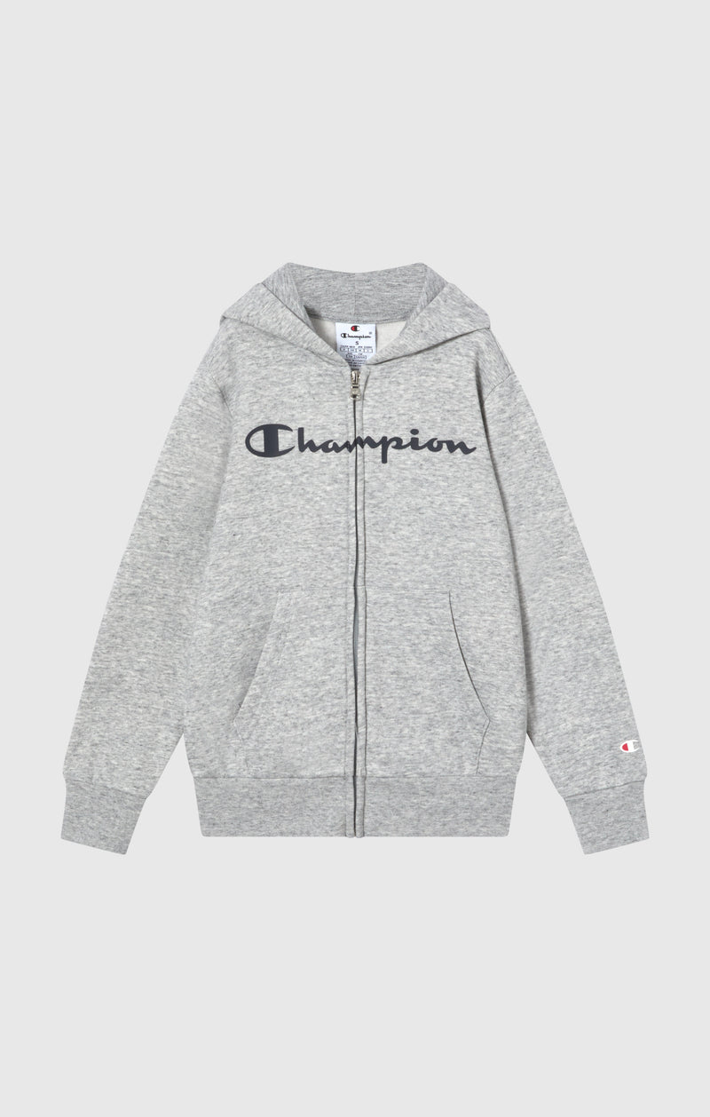 Boys' Fleece Full Zip Hoodie Script Logo Light Grey script shop