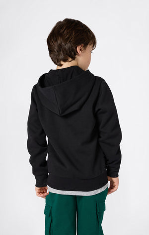 Sweat Zippé À Capuche Garçon Avec Intérieur Gratté Avec Logo Script