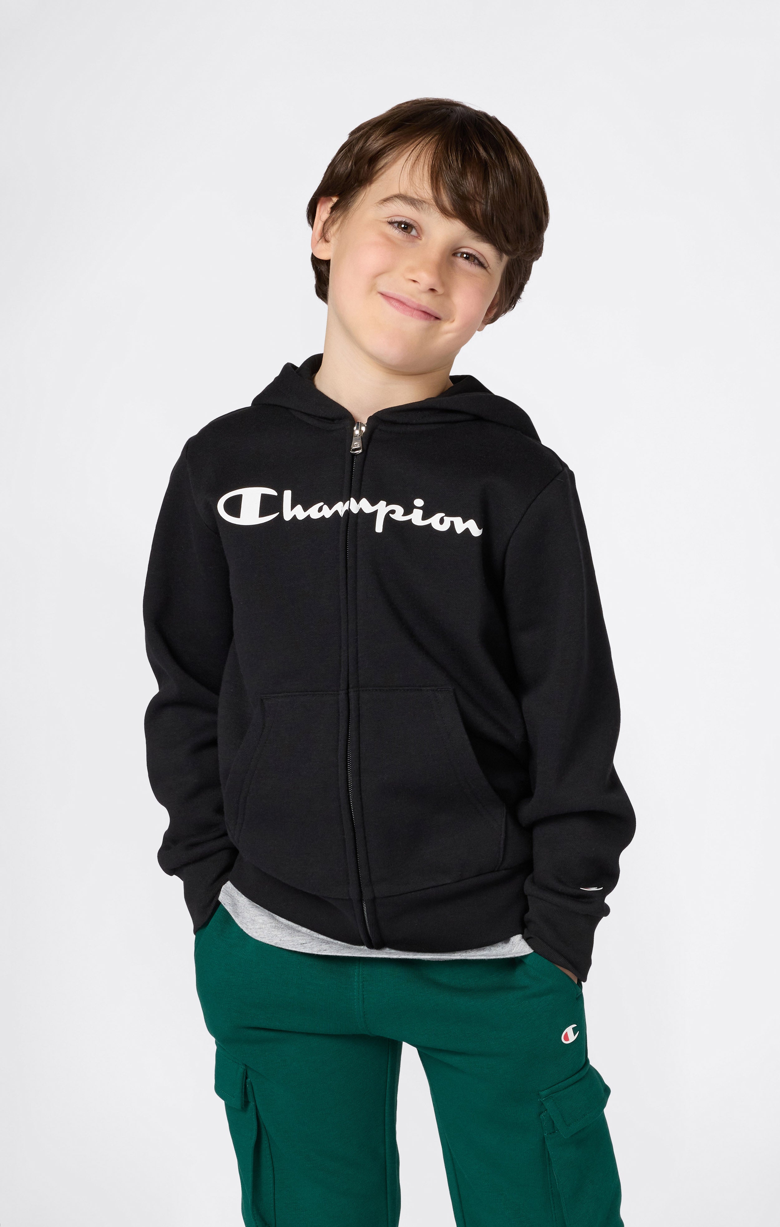 Boys' Fleece Full Zip Hoodie Script Logo
