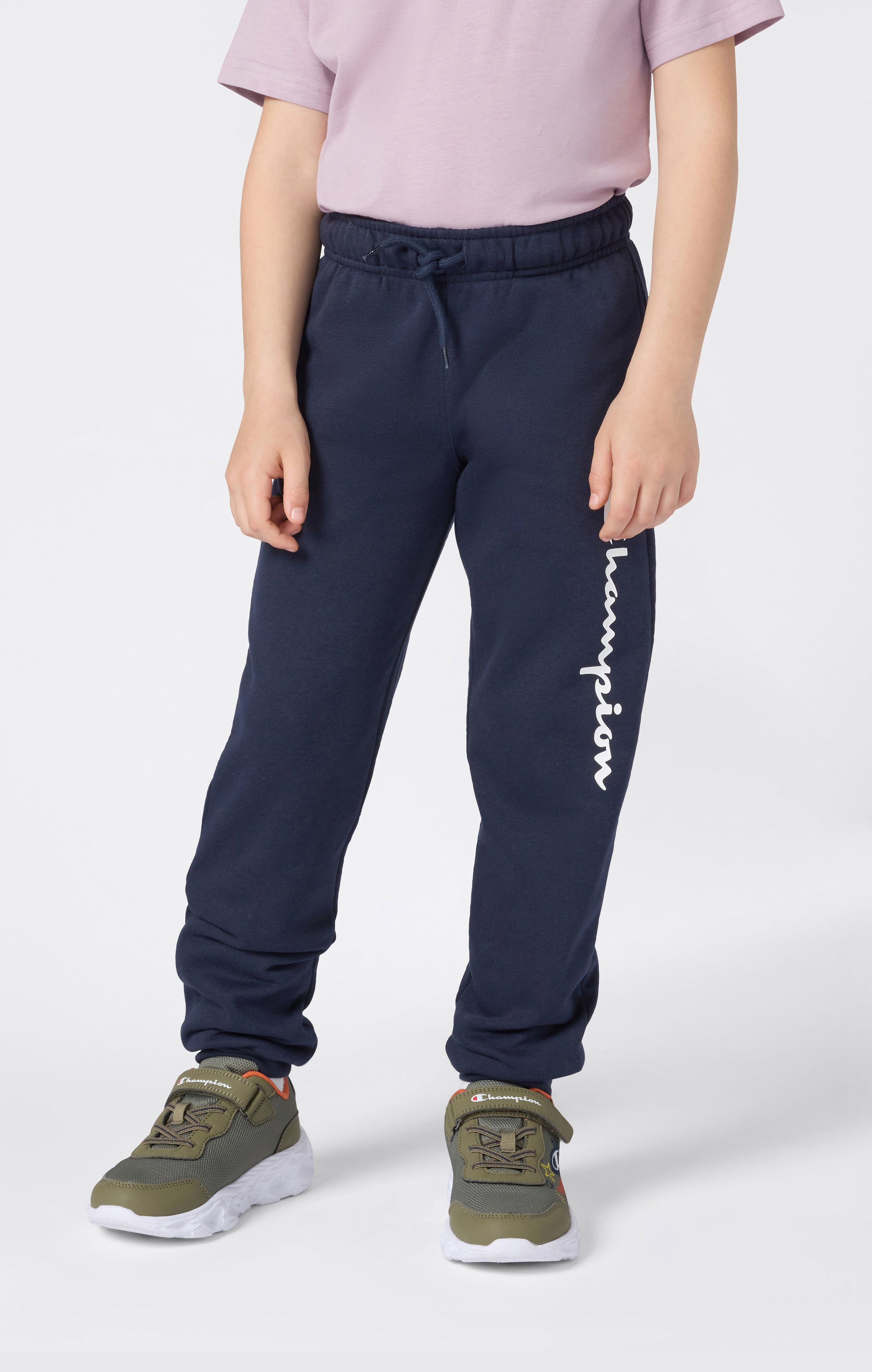 Boys' Fleece Rib Cuff Jogger Pants Script Logo