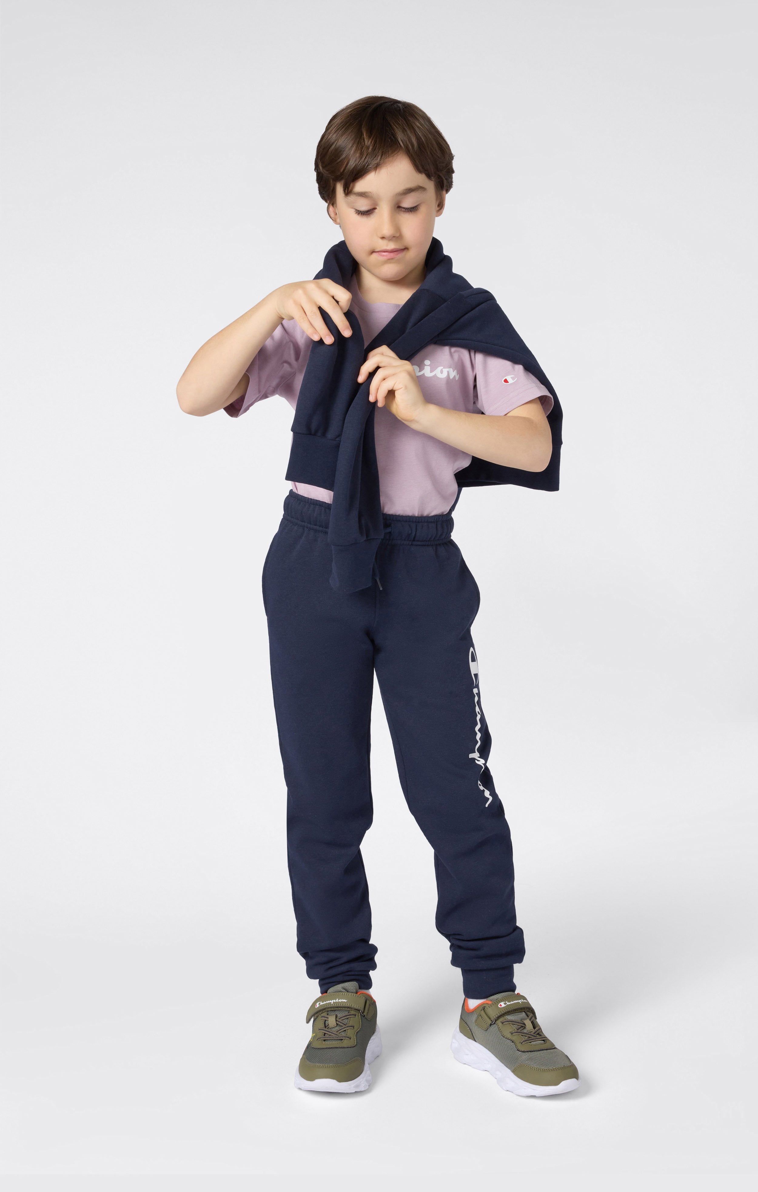 Boys' Fleece Rib Cuff Jogger Pants Script Logo