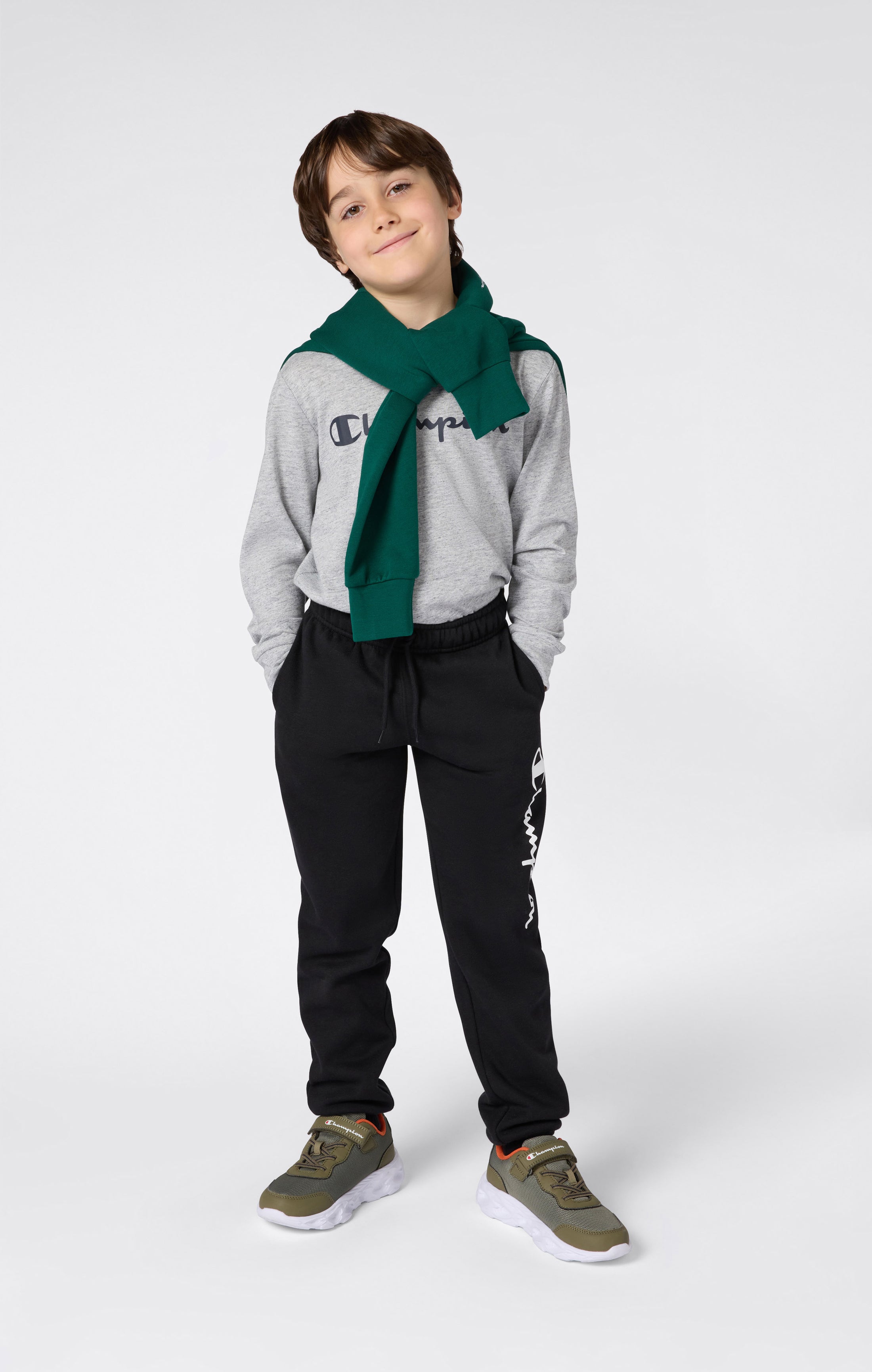 Boys' Fleece Rib Cuff Jogger Pants Script Logo