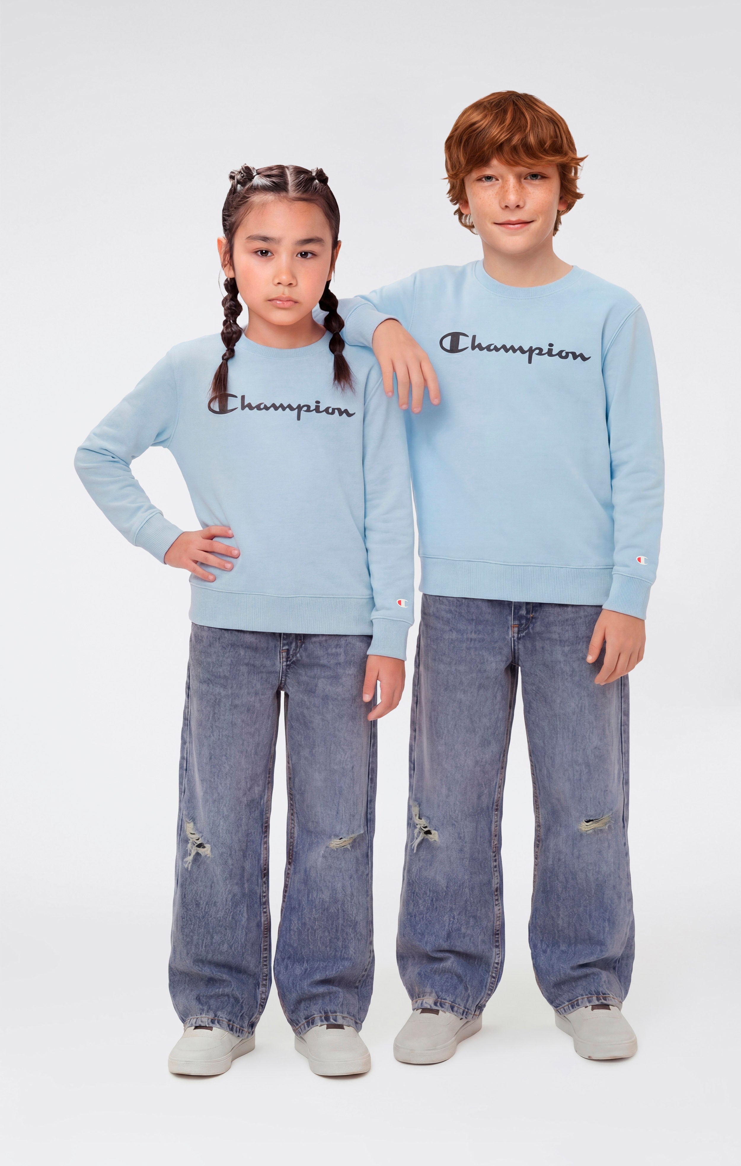 Boys’ Lightweight Crewneck Sweatshirt with Maxi Printed Logo