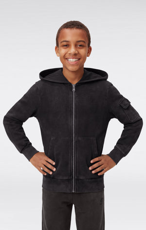 Sweat à capuche zippé effet délavé pour garçon Icons