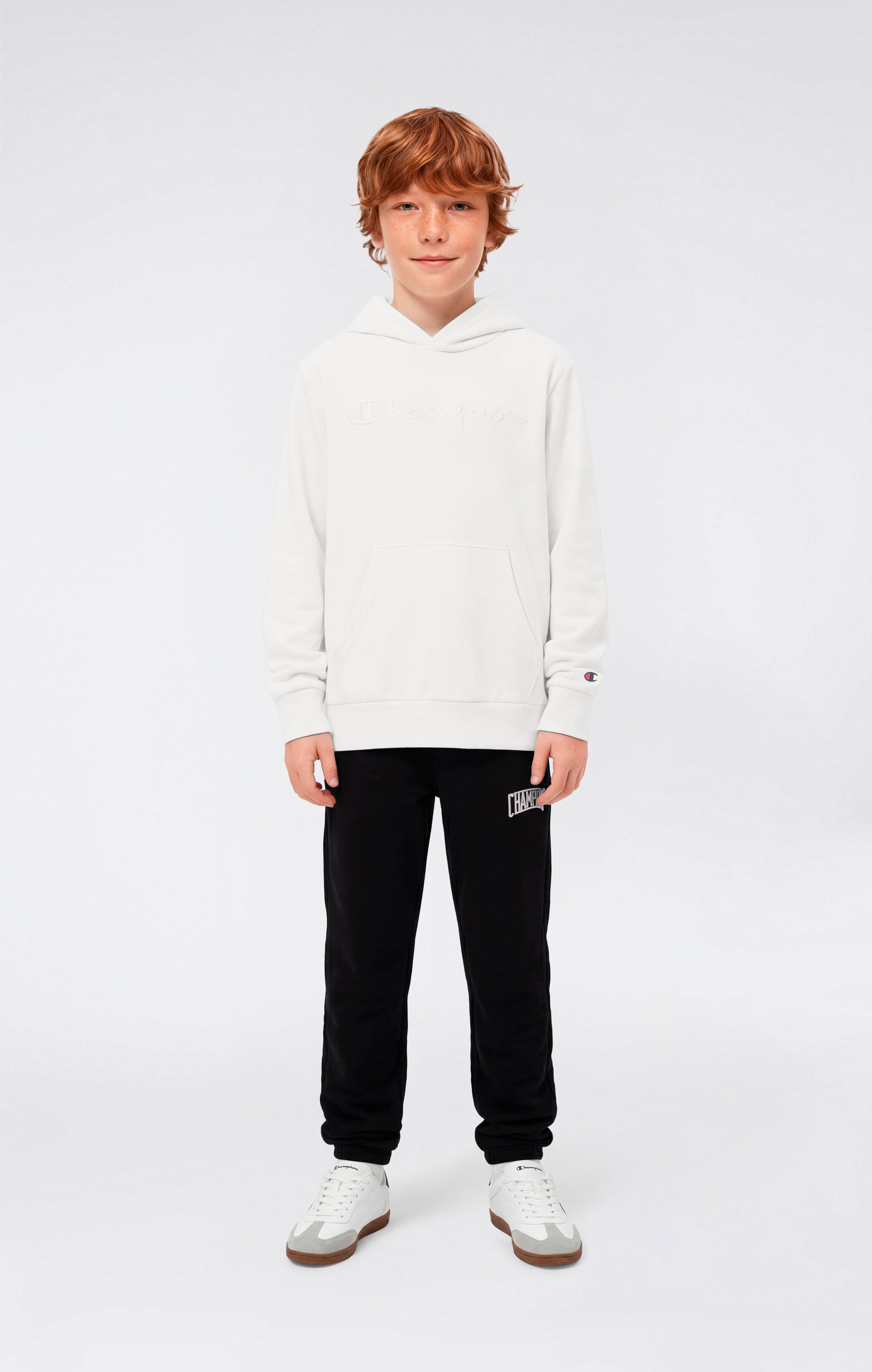 Sweat Léger à Capuche avec Maxi Logo Ton sur Ton Brodé pour Garçon Icons