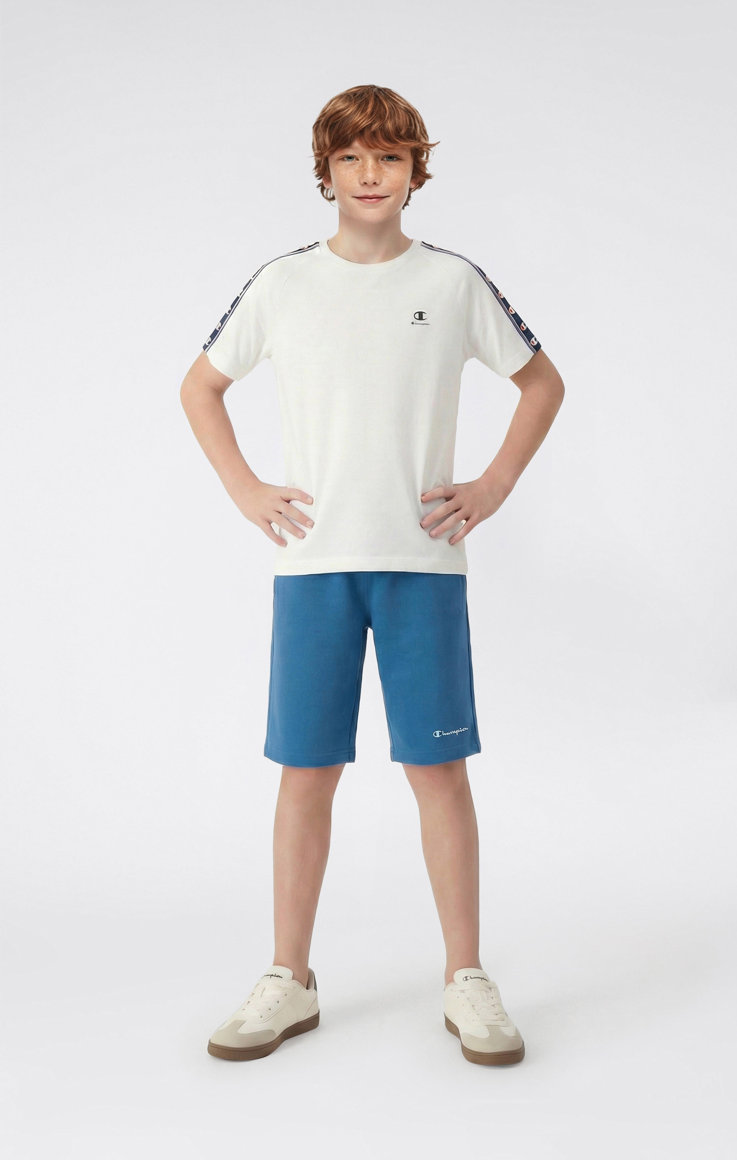 Boys’ Bermuda Shorts with Small Embroidered Logo Icons