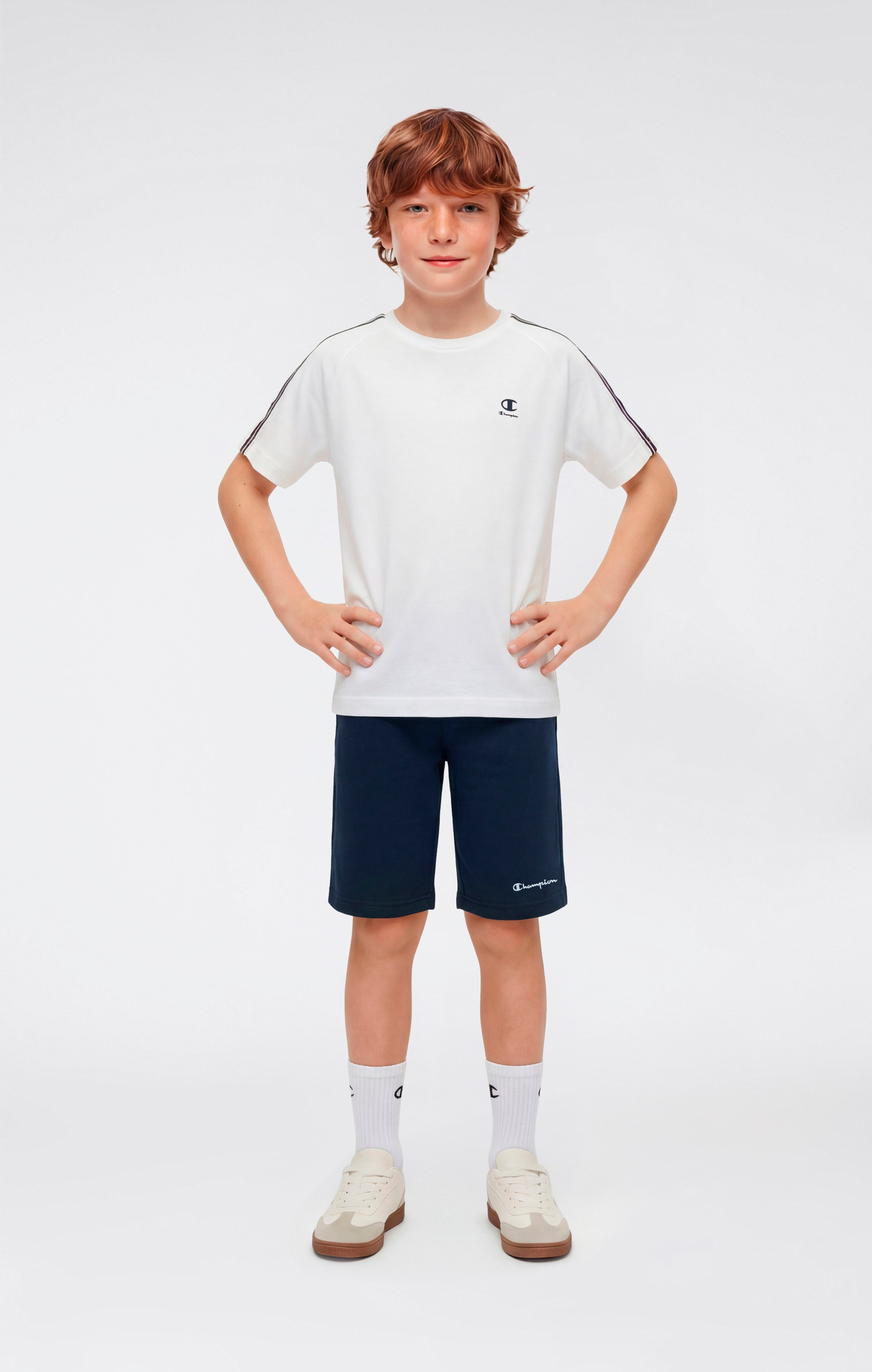 Boys’ Bermuda Shorts with Small Embroidered Logo Icons