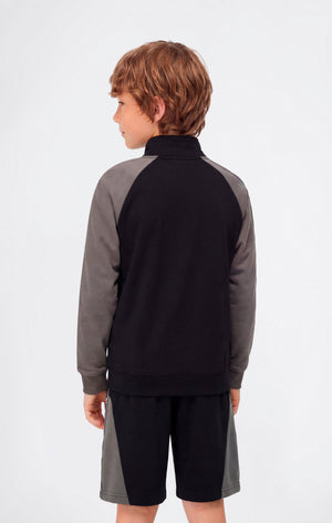 Sweat zippé avec bande logo pour garçon