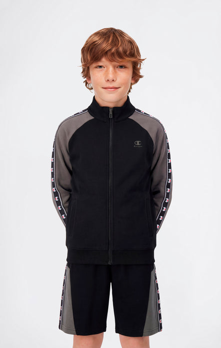 Jungen Sweatjacke mit durchgehendem Reißverschluss und Logo-Tape
