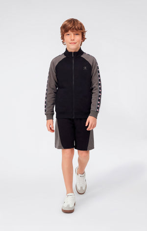 Sweat zippé avec bande logo pour garçon
