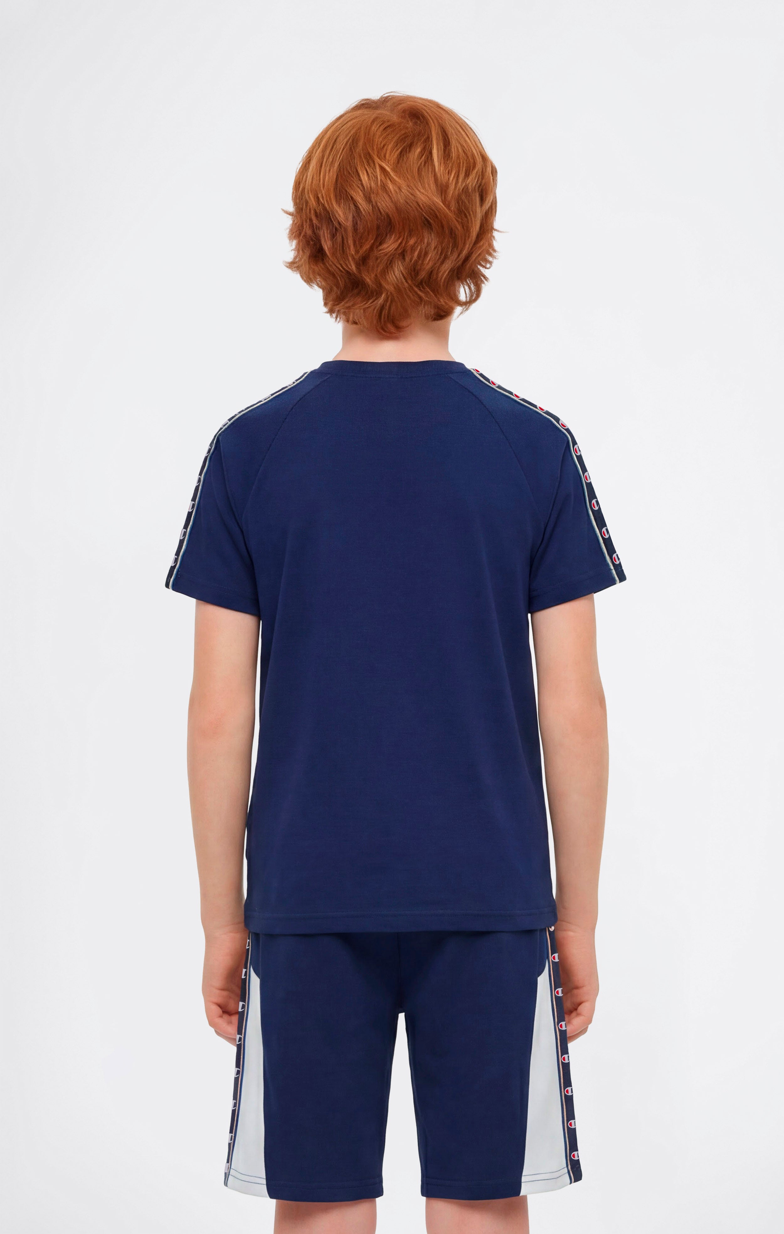 Jungen T-Shirt mit Rundhalsausschnitt und Logo-Tape