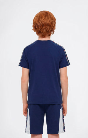 Jungen T-Shirt mit Rundhalsausschnitt und Logo-Tape