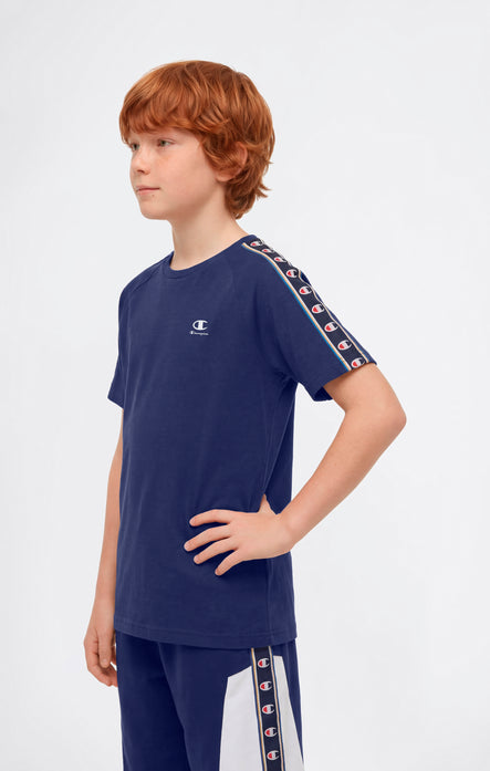 Jungen T-Shirt mit Rundhalsausschnitt und Logo-Tape