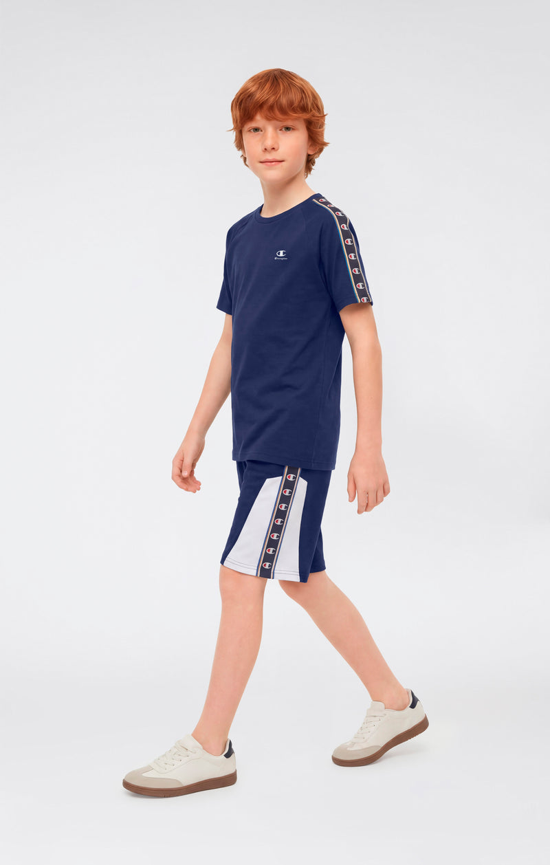 Jungen T-Shirt mit Rundhalsausschnitt und Logo-Tape