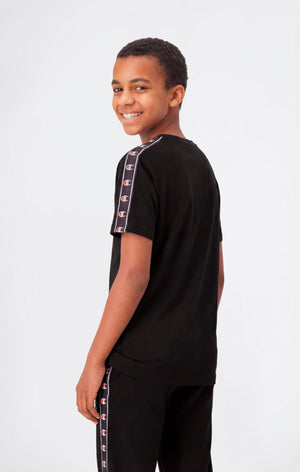 Jungen T-Shirt mit Rundhalsausschnitt und Logo-Tape