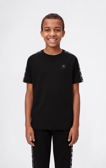 T-shirt à col rond avec bande logo pour garçon