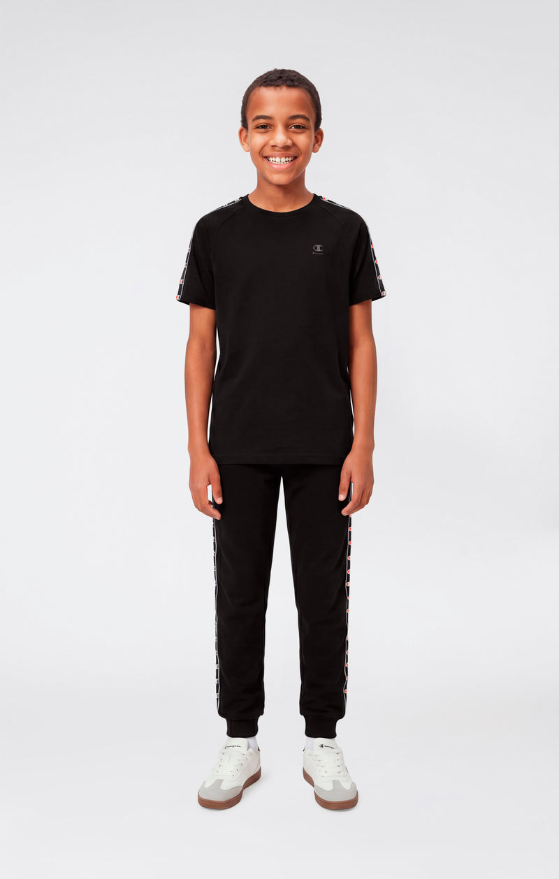 Jungen T-Shirt mit Rundhalsausschnitt und Logo-Tape