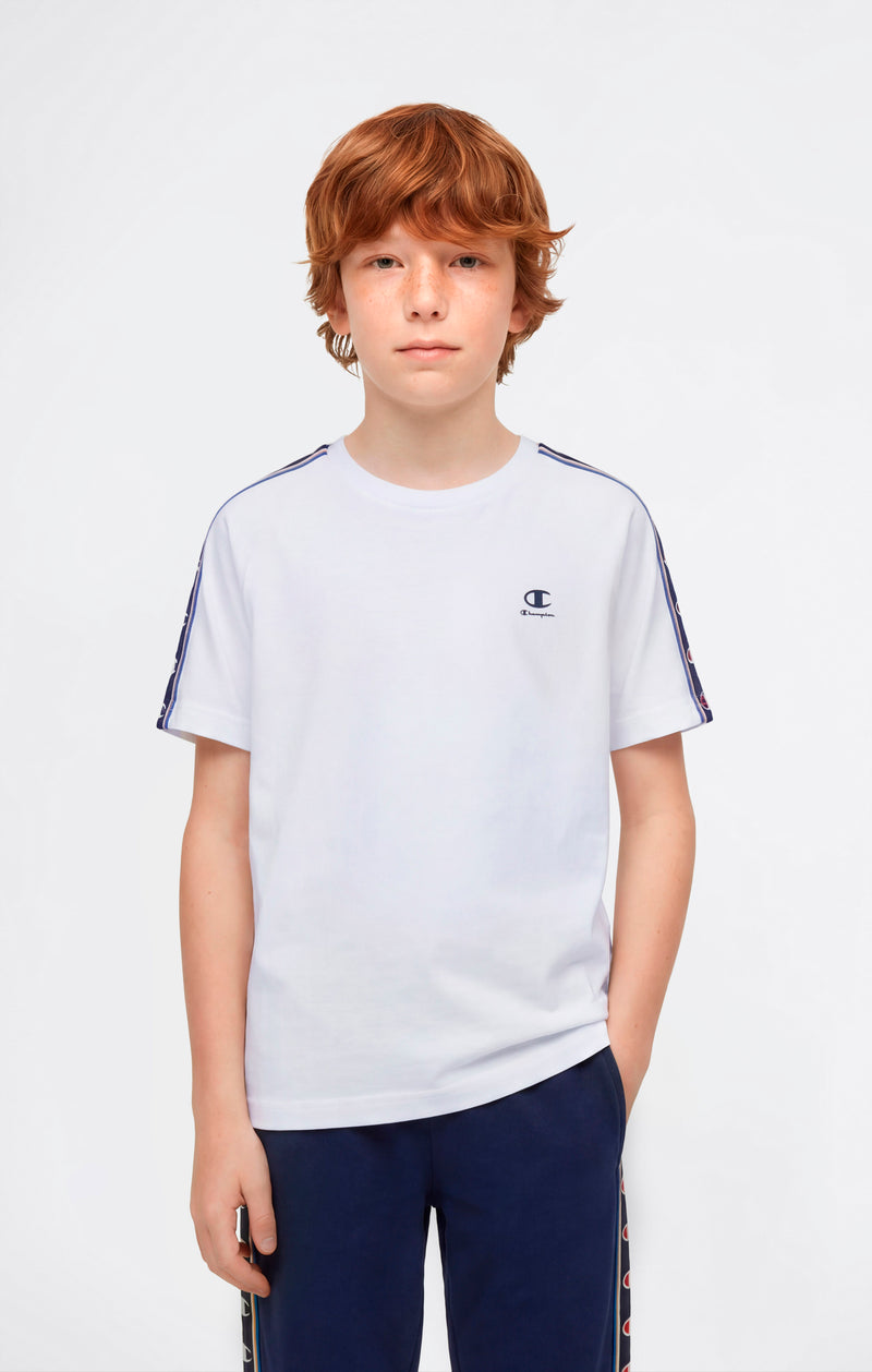 Jungen T-Shirt mit Rundhalsausschnitt und Logo-Tape