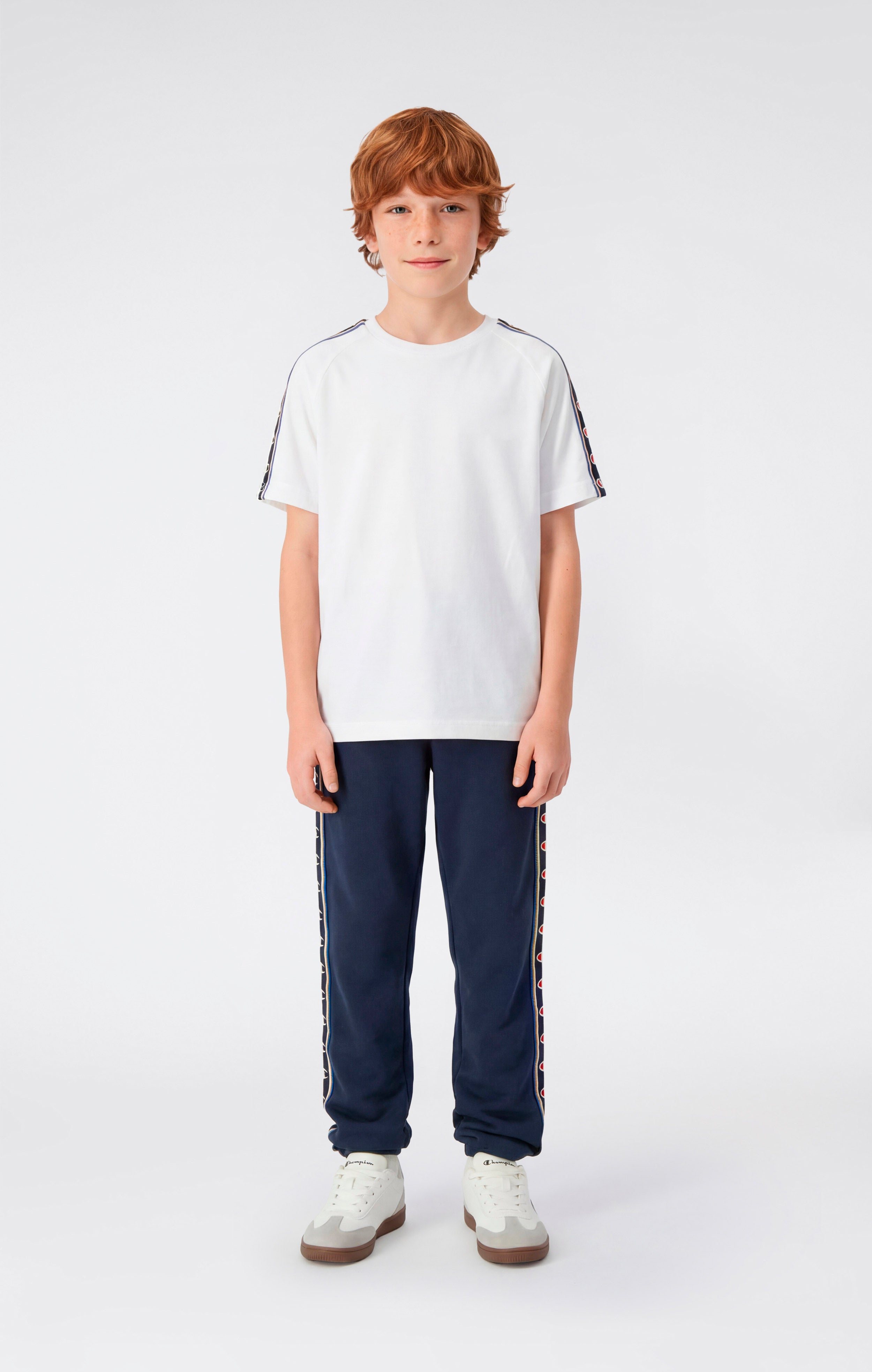 Jungen T-Shirt mit Rundhalsausschnitt und Logo-Tape