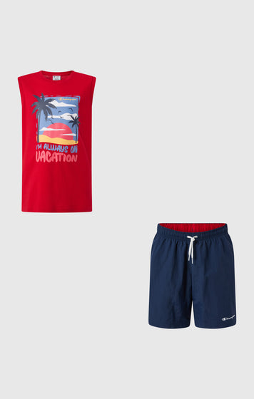 Completo T-Shirt Senza Maniche e Costume da Bagno da Bambino