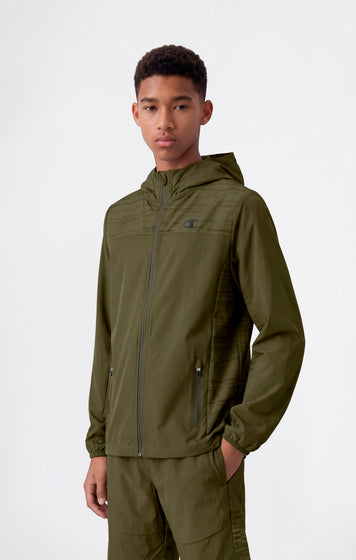 Boys’ Hooded Full Zip Jacket In Stretch Nylon