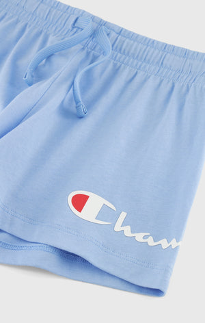 Shorts In Cotone Con Logo Champion - Bambina