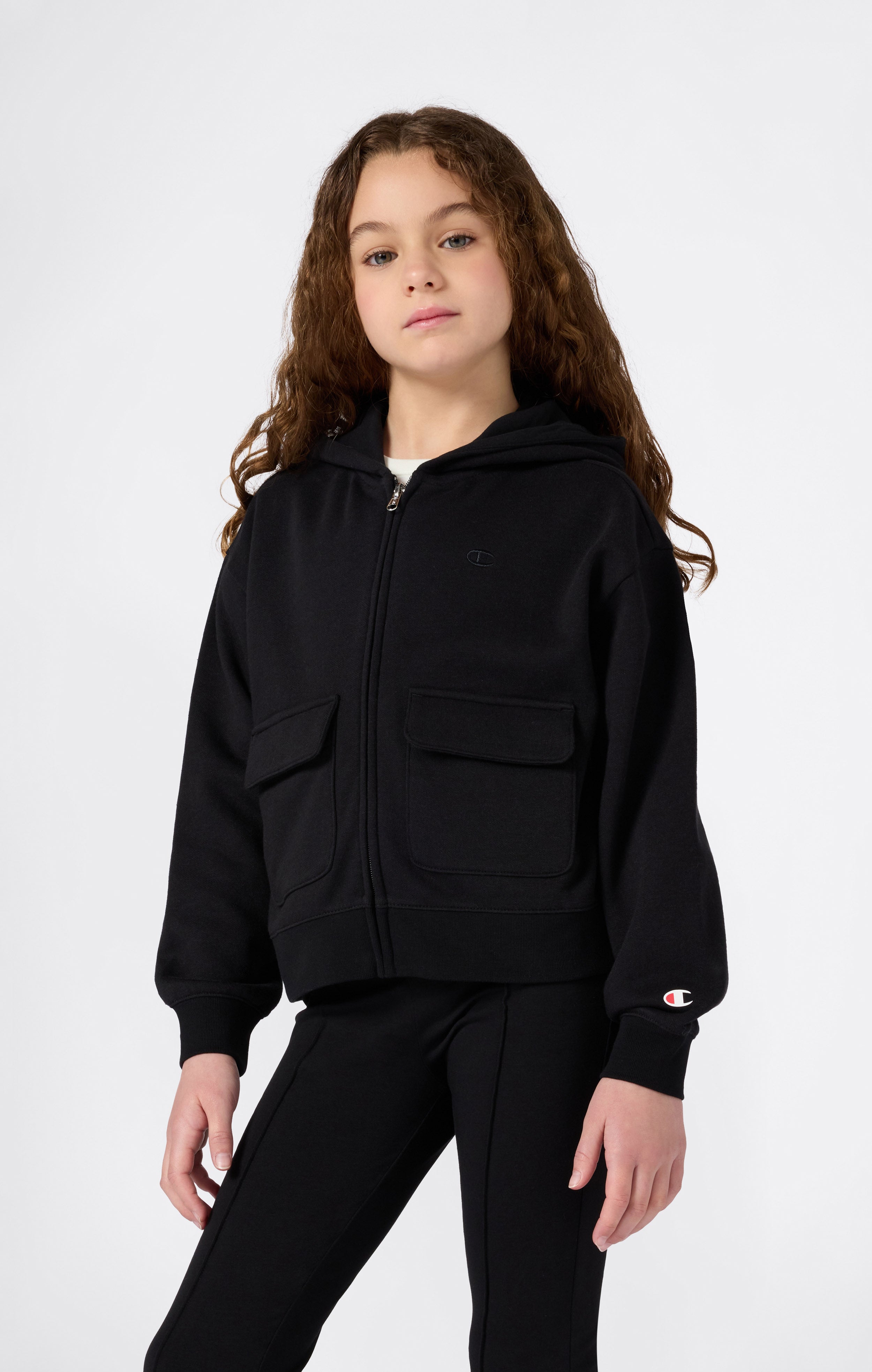 Girls’ Hooded Full Zip Fleece Sweatshirt Icons