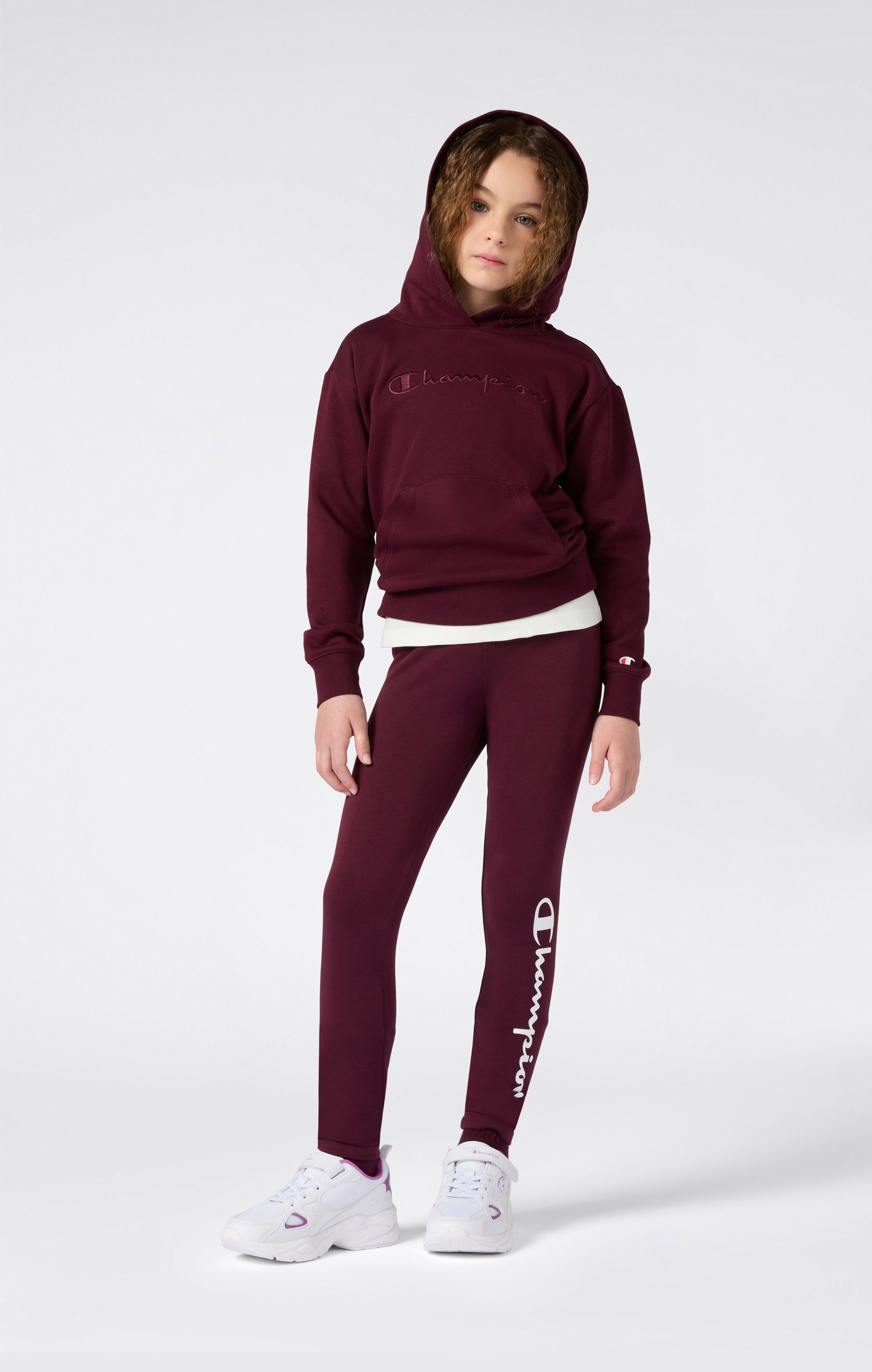 Kapuzenpullover Mit Angerautem Innenmaterial Und Großem Gesticktem Logo Icons Mädchen