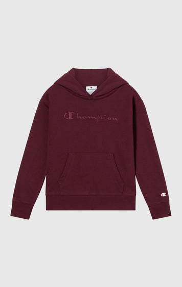 Girls’ Fleece Hoodie with Big Embroidered Logo Icons