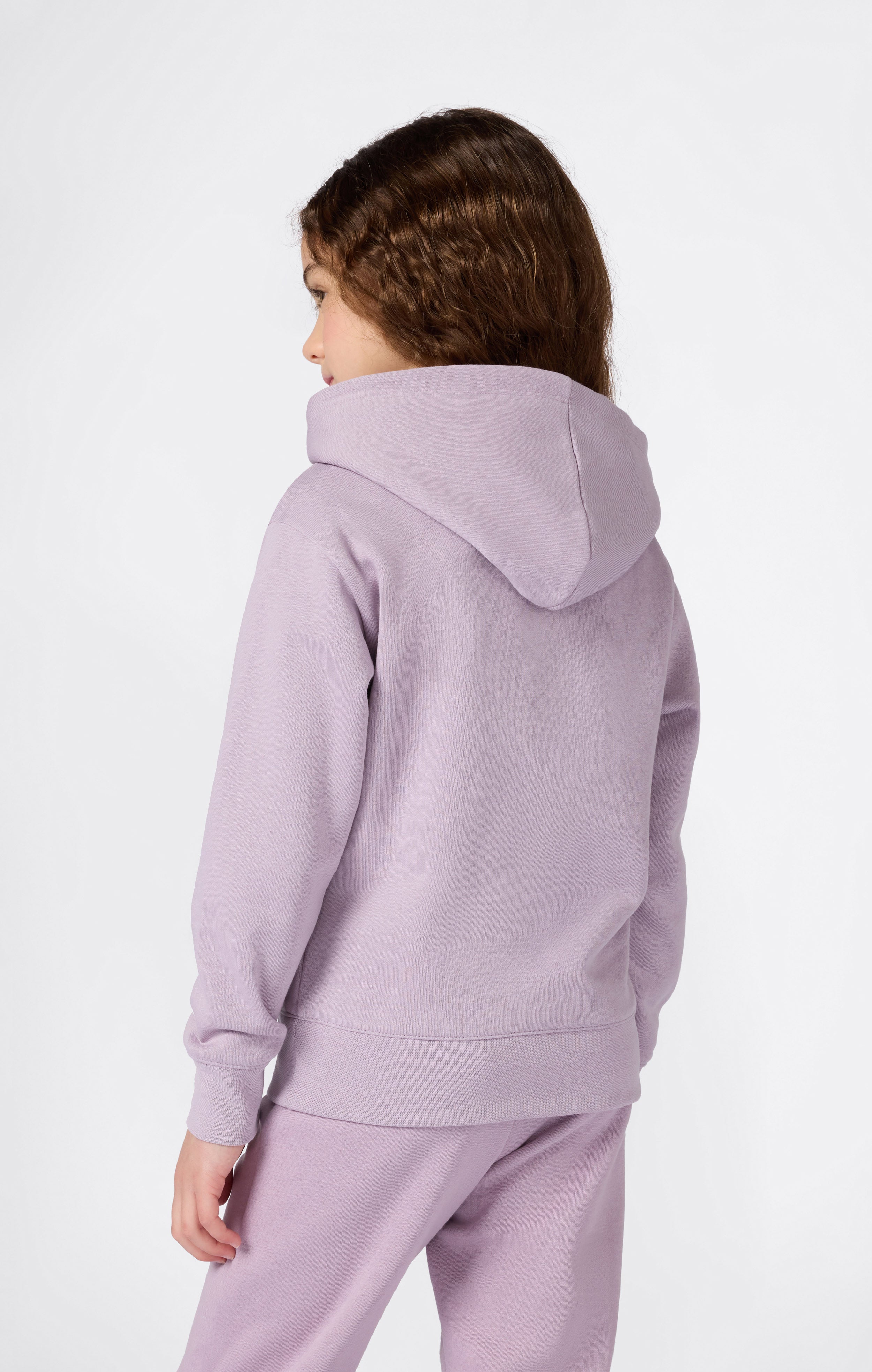 Girls’ Fleece Hoodie with Big Embroidered Logo Icons