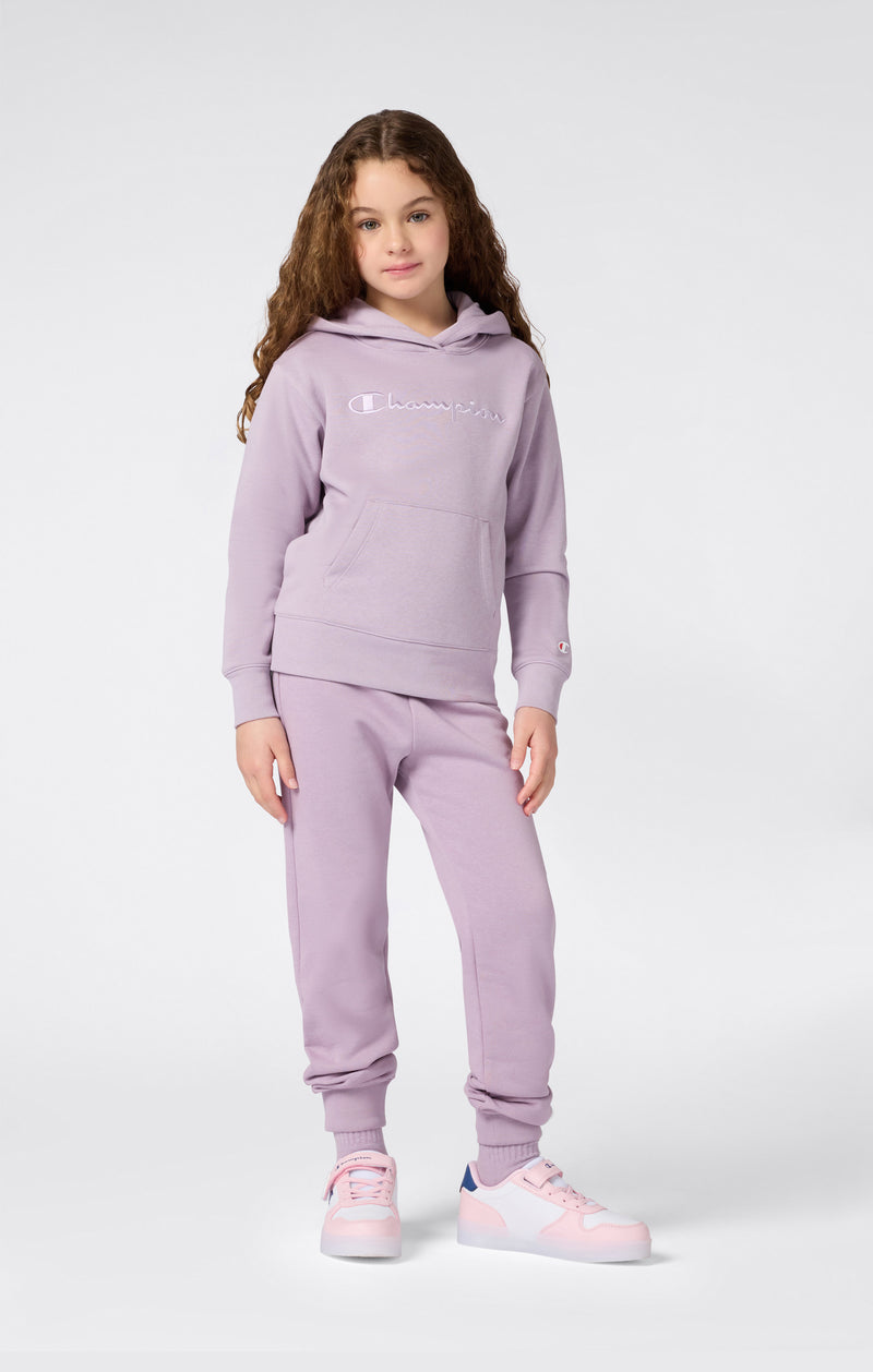 Girls' Fleece Hoodie with Big Embroidered Logo Icons Mauve icons