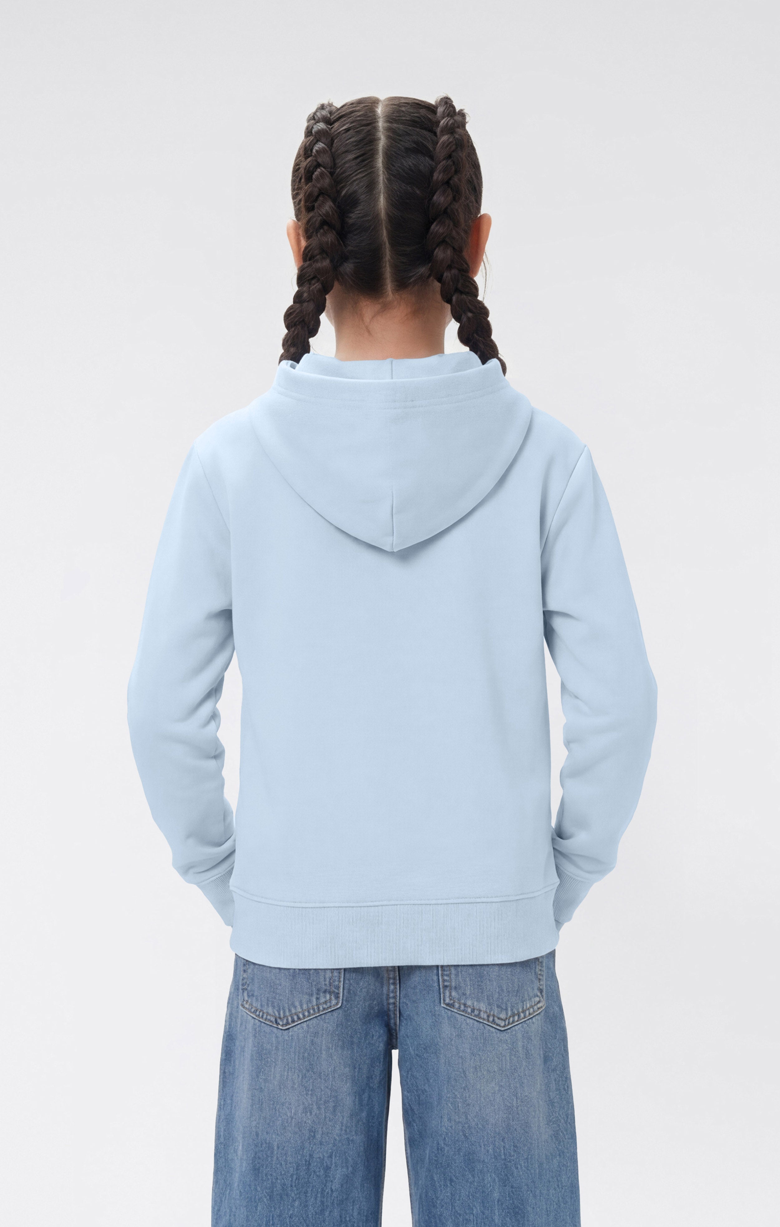 Girls’ Lightweight Hooded Sweatshirt with Tonal Embroidered Maxi Logo Icons