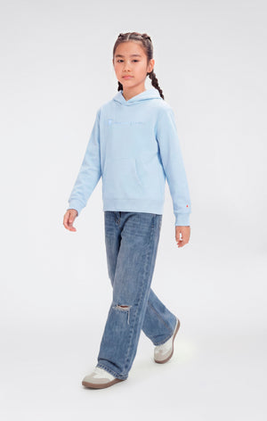 Girls’ Lightweight Hooded Sweatshirt with Tonal Embroidered Maxi Logo Icons